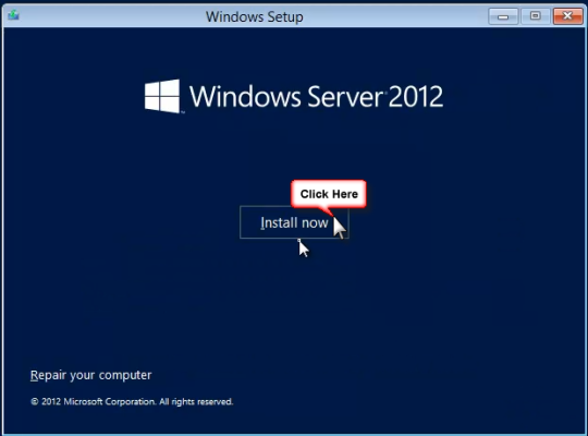 Windows Server 2012 - Install Now